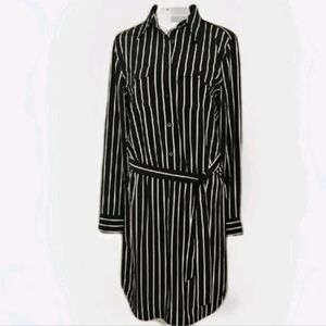 Lauren Ralph Lauren Women's Black & White Striped Button-Down Shirt Dress Size 4